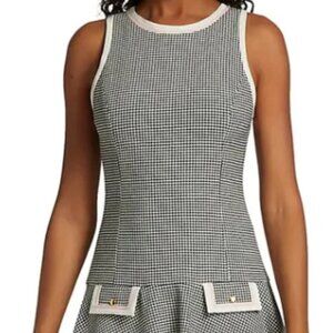 Alice + Olivia Sima houndstooth sleeveless drop waist mini dress, size 14 NWT